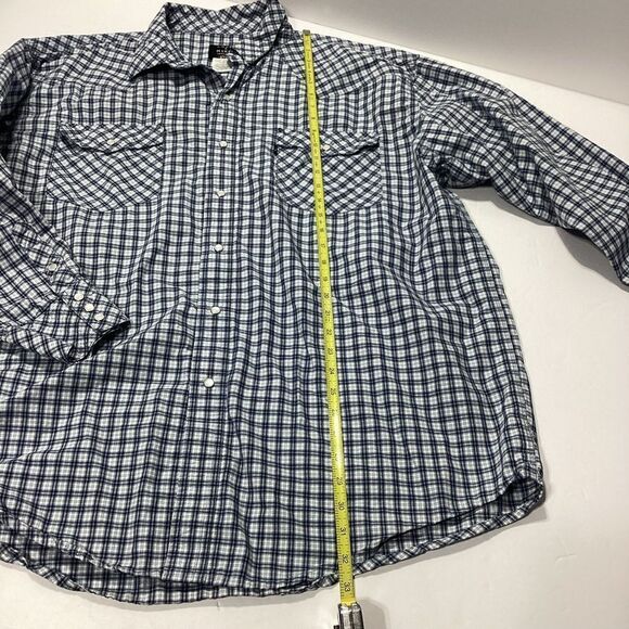 Lakin McKey Trading Co By Key Long Sleeve Blue Plaid Pearl Snap Shirt 2XLR - Picture 9 of 12